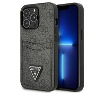 Apple iPhone 13 Pro / 13 6.1" Guess Black Hardcase 4G Triangle Logo Cardslot | Kvalitatīvs Telefona Maciņš Vāciņš Apvalks