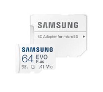 Samsung EVO Plus 64GB microSDXC Memory Card + Adapter | Atmiņas Karte Telefonam + Adapteris