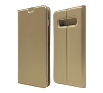 Samsung Galaxy S10+ Plus (G975F) Magnetic Adsorption Leather Card Holder Case Cover, Gold | Vāks Maciņš Maks Grāmatiņa Apvalks