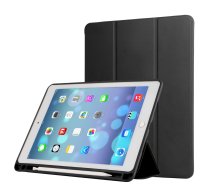 Apple iPad Pro 12.9" (2017) Napa Grain PU Leather Tri-fold Stand Cover Case with Pen Slot, Black | Vāks Maciņš Maks Grāmatiņa Apvalks