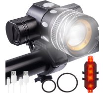Ūdensizturīgs Velosipēda Priekšējais un Aizmugurējais XM-L T6 LED Lukturis Gaisma, USB | Bicycle Front and Rear Light
