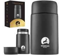 MOUNTAIN GOAT Nerūsējošā Tērauda Pārtikas Termoss Ēdienu Termotrauks Tūrismam Atpūtai 1L, Melns | Stainless Steel Food Jar