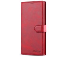 Samsung Galaxy Note 10 Plus (SM-N975F) AZNS Leather Stand Case Cover with Card Slots, Red | Telefona Maciņš Vāciņš Apvalks Grāmatiņa