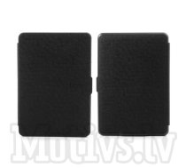 Amazon Kindle Paperwhite 1 2 3 e-reader cross texture magnetic click cover, black - mākslīgās ādas vāks ar magnētu