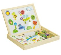 Divpusēja magnētiskā zīmēšanas koka tāfele bērniem - kukaiņi | Magnetic Wooden Puzzle Board