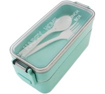 Pusdienu kaste ar galda piederumiem, pārtikas trauks 750ml, Zaļš | Lunch Box