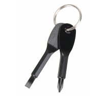Kompakts skrūvgriežu komplekts-breloks NZ4E, melns - screwdriver keychain, EDC screwdriver, pocket tool kit