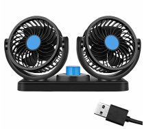 Divkāršs auto ventilators USB, melns - car fan, usb fan, dual fan