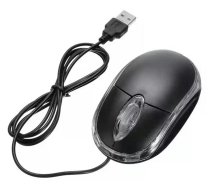 Mini optiskā vadu pele AK190, melna/caurspīdīga - mini mouse, wired mouse, optical mouse