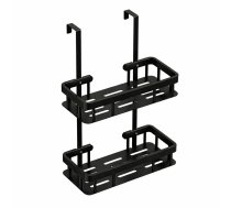 Piekaramais vannas istabas plaukts ar 2 līmeņiem, melns - bathroom shelf, bathroom storage organizer