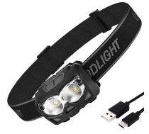 LED lukturis uz galvas ar kustības sensoru ZD111, melns - headlamp, LED head torch, rechargeable headlamp