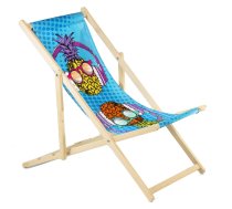Greenblue GB183 Koka Pludmales Krēsls ar Pielāgotu Apdruku - wooden deck chair, custom print lounger