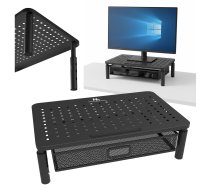 Maclean MC-947 monitora un portatīvā datora paliktnis ar atvilktni, 13-32", melns - monitor stand, laptop stand