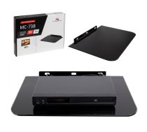 Maclean MC-738 sienas plaukts dekoderam, stikla, melns - wall shelf, set-top box shelf, glass shelf