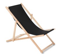 Greenblue GB183 klasiskais dižskābarža koka zvilnis, melns - wooden deck chair, garden lounger, foldable deck chair