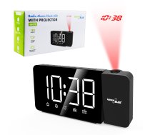 GreenBlue GB172 LED digitālais pulkstenis ar projektoru un FM radio, melns - digital clock, projection clock