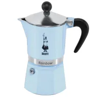 Bialetti Rainbow espresso kafijas kanna, 3 tasītes (130ml), Gaiši zila - espresso maker, moka pot, 3 cup coffee maker
