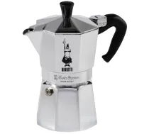 Bialetti Moka Express 4TZ kafijas automāts, sudraba/melns - moka pot, espresso maker, stovetop coffee maker