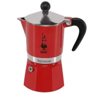 Bialetti Rainbow espresso kafijas automāts, 3 tasītes (130ml), Sarkans - stovetop espresso maker, moka pot 3 cups