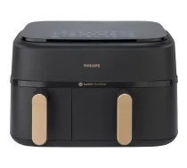 Philips Series 3000 NA352/00 karsta gaisa friteris, melns/vara - dual basket air fryer, 9L air fryer, hot air fryer
