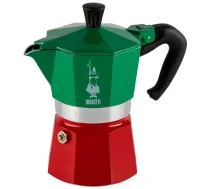 Bialetti Moka Express 3 tasīšu espresso kafijas kanniņa Italia Tricolore - 3 cup moka pot, espresso maker