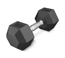 4Fizjo HEX tērauda hantele ar gumijas pārklājumu, 10 kg, melna - dumbbell 10 kg, hex dumbbell, hexagonal dumbbell