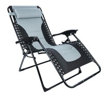 Gotel L66R4 Premium saliekams dārza zvilnis ar galdiņu - garden lounger, folding sunbed, zero gravity chair