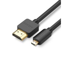 Ugreen HD127 Micro HDMI uz HDMI 2.0 kabelis 4K 60Hz, 1m, melns - micro hdmi cable, hdmi 2.0 cable, 4k hdmi cable
