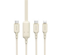 Dudao L7SF 2in1 kabelis USB-C uz USB-C / Lightning 100W 1.2m, bēšs - 2in1 charging cable, usb-c lightning cable
