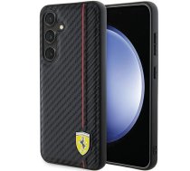Ferrari Samsung Galaxy S24+ vāciņš Carbon Printed Line, melns - Ferrari phone case, luxury smartphone cover