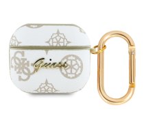 Guess AirPods 3 maciņš PU New 4G Hook, balts - AirPods 3 protective cover, earbuds case with carabiner