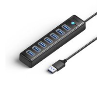 Orico PW7U-U3 USB centrmezgls 7x USB-A 3.0, 1m, melns - 7 port USB hub, USB 3.0 splitter, 5Gbps data transfer