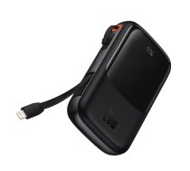 Powerbank 10000mAh 20W Baseus Qpow Pro Overseas Edition + USB C 3A kabelis - Melns | Cable Black