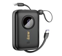 Dudao K14 10000mAh ārējais akumulators ar USB-C un Lightning kabeļiem, melns - built-in cables powerbank