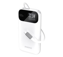 Ārējais akumulators Dudao K31, 10000 mAh, 22.5W PD, ar iebūvētu USB-C kabeli, balts - power bank 10000mah