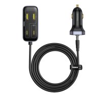Baseus BackseatPal L1 110W auto lādētājs 3 x USB-A + 3 x USB-C ar 1,5 m pagarinātāju - Melns | Phone Car Charger