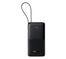 Baseus Bipow 2 20000mAh 20W ārējais akumulators ar digitālo displeju un iebūvētu USB-C kabeli - melns