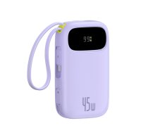 Baseus EnerFill FC31 20000mAh 45W portatīvais lādētājs ar ekrānu un USB‑C un Lightning kabeļiem – violets