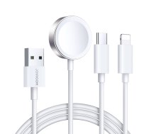 Joyroom S-IW008 3‑in‑1 magnētiskais lādēšanas kabelis USB‑A – Lightning/USB‑C 1,2 m – balts