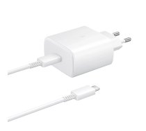 Samsung EP-TA845EWE 45W sienas lādētājs ar USB‑C kabeli Samsung EP-DW767JWE 45W 1,8 m (OOB Bulk – aizstājējiepakojums) – balts