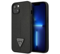 Apple iPhone 13 Mini 5,4" Guess Black Hardcase Saffiano Triangle Logo | Kvalitatīvs Telefona Maciņš Vāciņš Apvalks