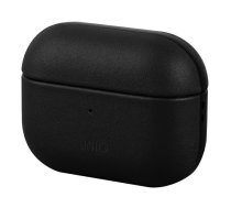 Airpods Pro Uniq Etui Terra Genuine Leather Cover Case, Black | Vāciņš Maciņš Apvalks Grāmatiņa