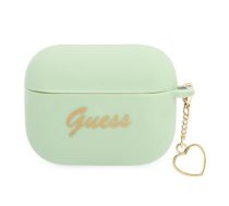 Guess AirPods Pro vāciņš Silicone Heart Charm Zaļš - Guess accessory, earbuds case, licensed accessory