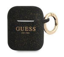 Guess Silicone Glitter AirPods Maciņš Melns - AirPods 1 cover, AirPods 2 case