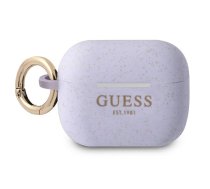 Guess AirPods Pro vāciņš Silikona Glitter Violets - silicone cover, charging case cover, glitter finish