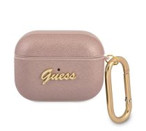 Guess AirPods Pro maciņš Saffiano Script Metal Collection, rozā - saffiano leather case
