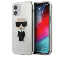 Apple iPhone 12 mini 5,4" Karl Lagerfeld Glitter Ikonik Karl Case Cover (KLHCP12SPCUTRIKSL), Silver | Telefona Maciņš Vāks Apvalks Bampers