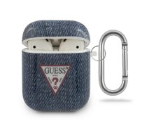 Guess Apple AirPods 1 / 2 maciņš Jeans Collection, tumši zils - apple airpods 1 accessory, denim airpods case