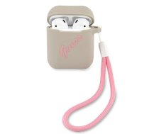 Guess AirPods maciņš Silicone Vintage, pelēki rozā - apple airpods accessories, protective case for airpods