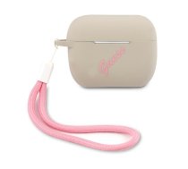 Guess AirPods Pro maciņš Silicone Vintage, pelēki rozā - silicone earbuds cover, AirPods Pro protective case